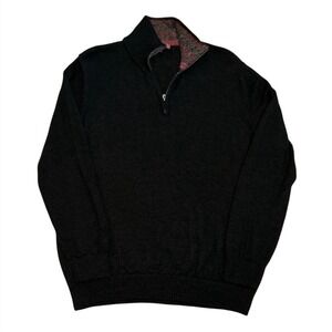 Pure Alpaca Men's Alpaca Sweater 1/4 Zip Size Small, Black 100% Pure Baby Alpaca